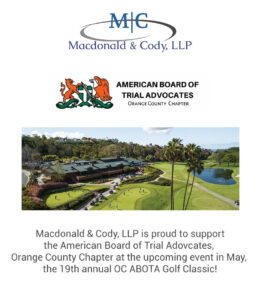 Proud Sponsor of the 19th Annual OC ABOTA Golf Classic